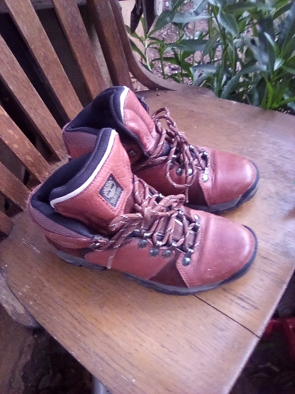 Timberland Woman's Brown & Coral Leather Hiking Boots